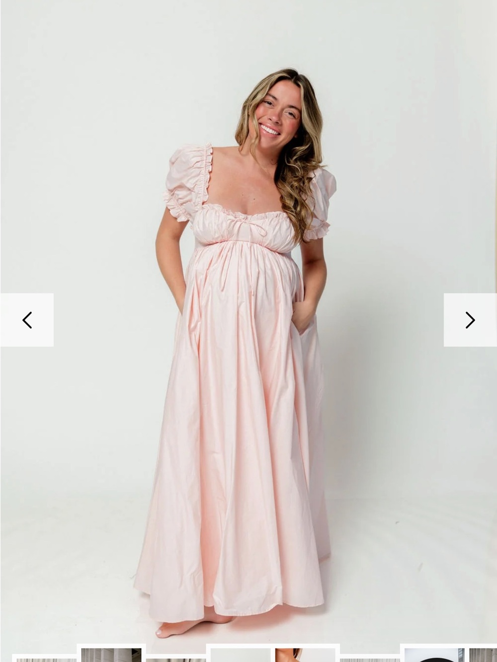 Puff-Sleeve Maxi Dress in Soft Blush Pink